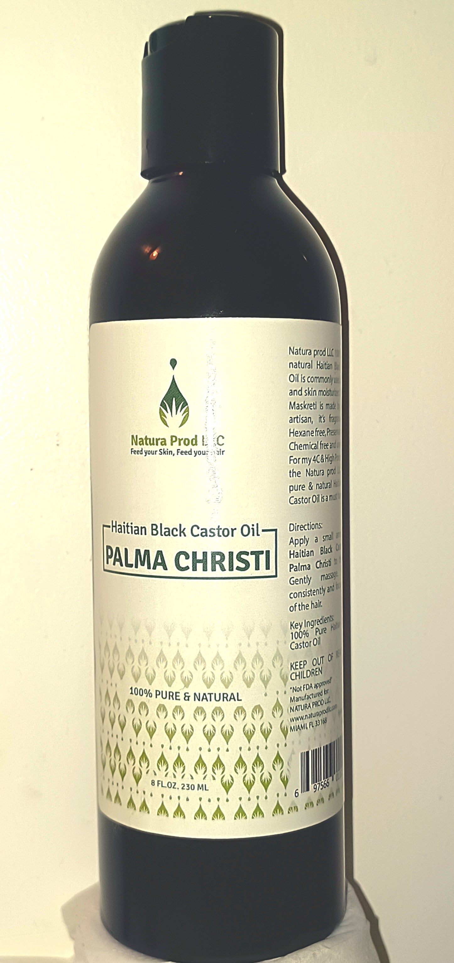 Haitian Black Castor Oil 8 Oz / Huile Palma Christie 8 Oz